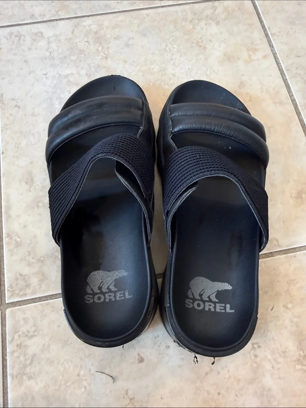 Sorel Black Dual-Strap Slide Sandals
